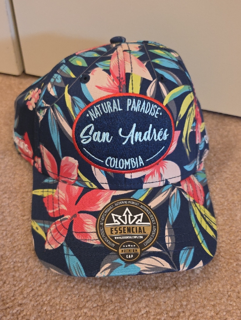 Essentials Navy Floral 'San Andrés' Patch Cap